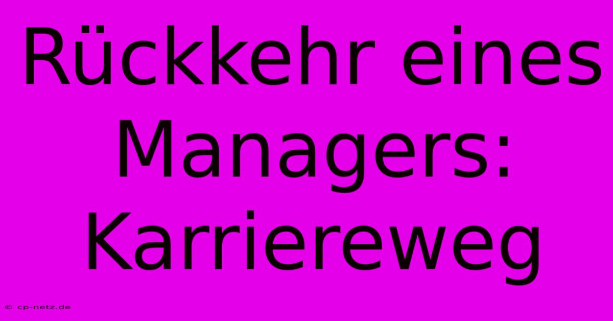 Rückkehr Eines Managers: Karriereweg