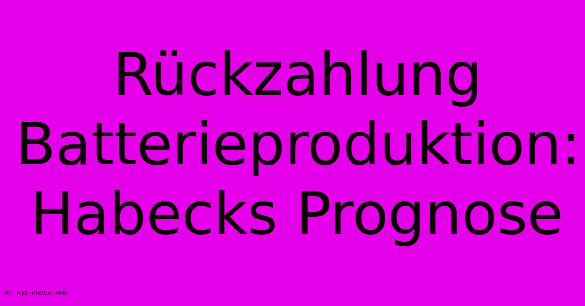 Rückzahlung Batterieproduktion: Habecks Prognose