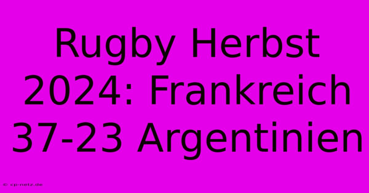 Rugby Herbst 2024: Frankreich 37-23 Argentinien