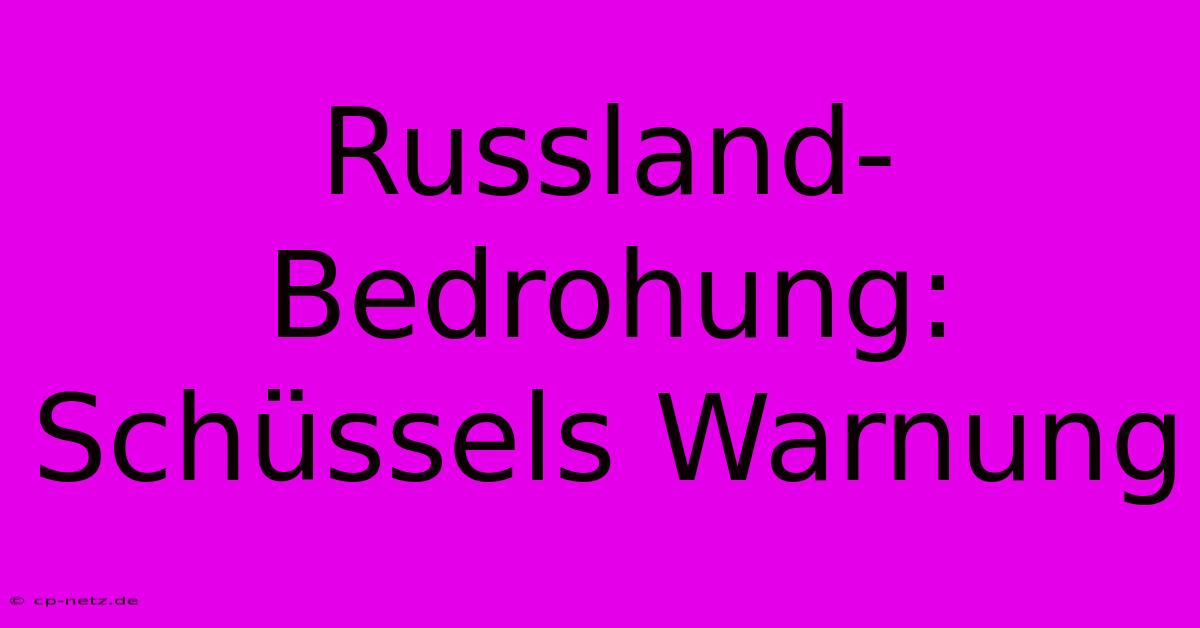 Russland-Bedrohung: Schüssels Warnung