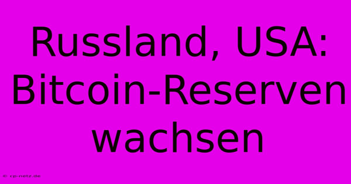 Russland, USA: Bitcoin-Reserven Wachsen