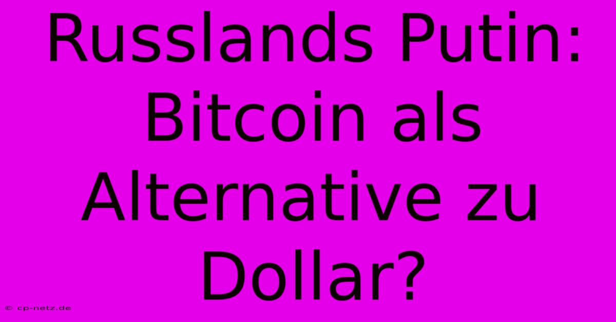 Russlands Putin: Bitcoin Als Alternative Zu Dollar?