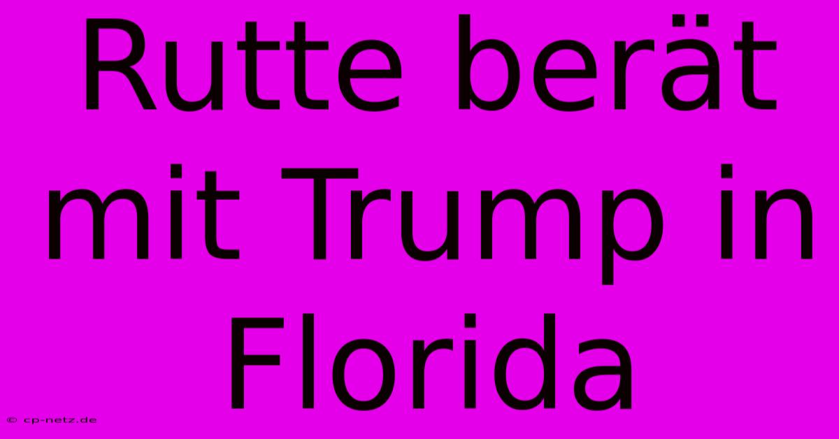 Rutte Berät Mit Trump In Florida