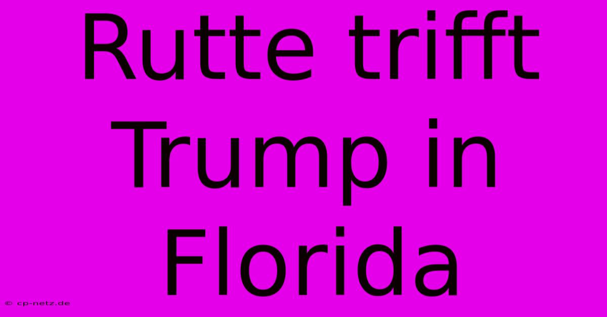 Rutte Trifft Trump In Florida