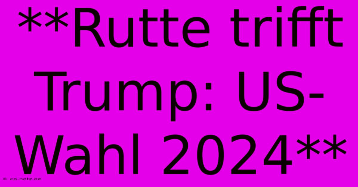 **Rutte Trifft Trump: US-Wahl 2024**