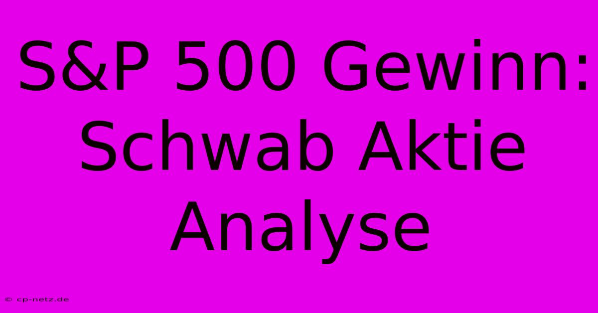 S&P 500 Gewinn: Schwab Aktie Analyse