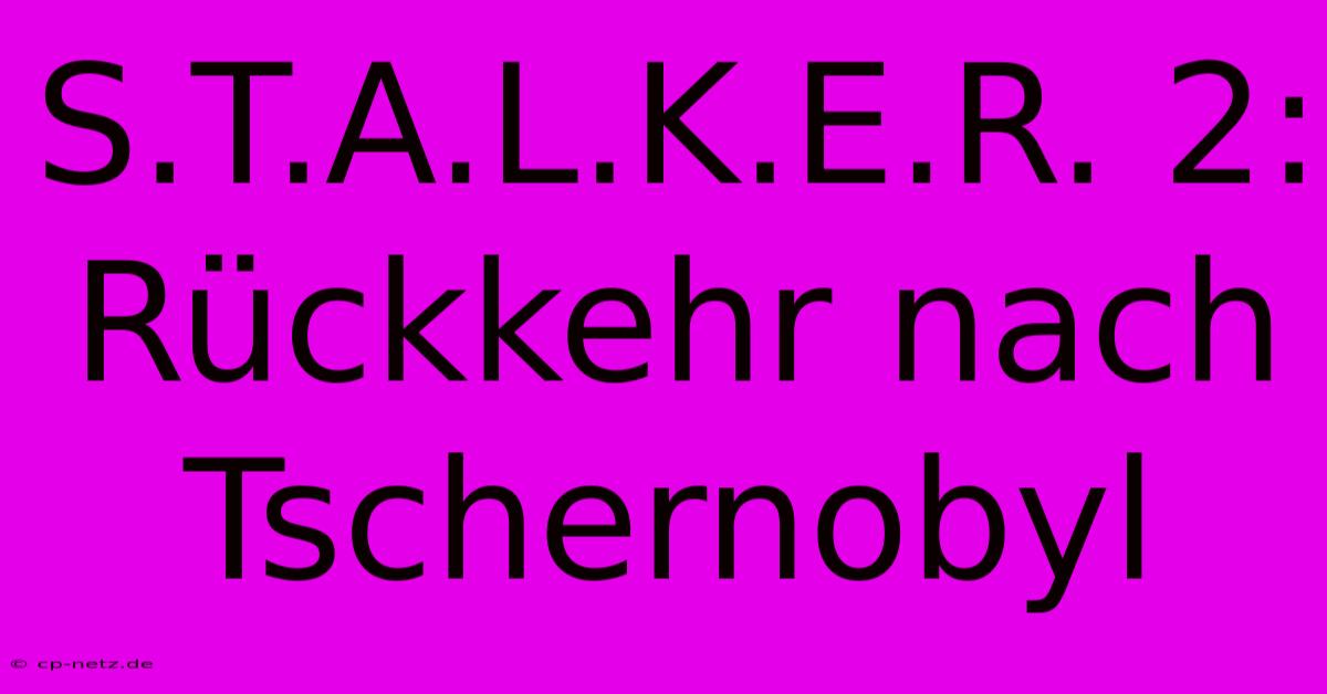 S.T.A.L.K.E.R. 2:  Rückkehr Nach Tschernobyl