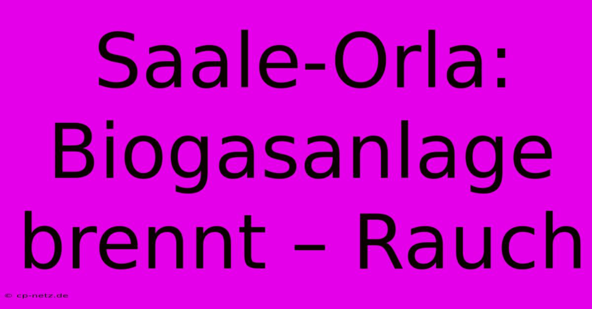 Saale-Orla: Biogasanlage Brennt – Rauch