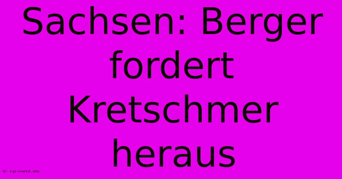 Sachsen: Berger Fordert Kretschmer Heraus