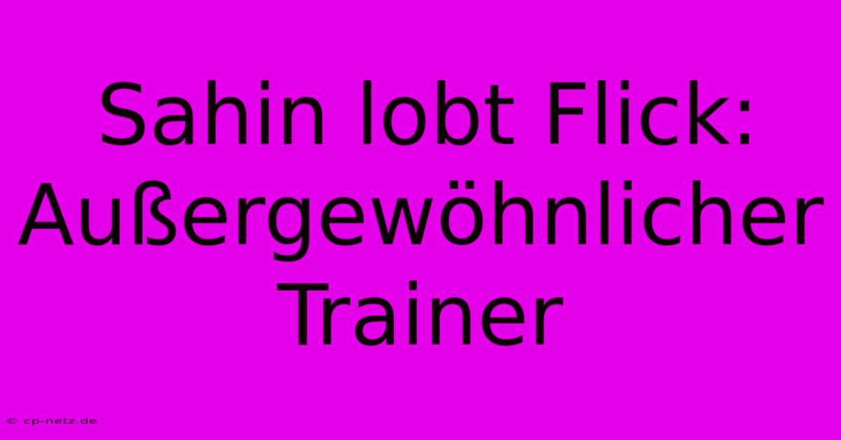 Sahin Lobt Flick: Außergewöhnlicher Trainer