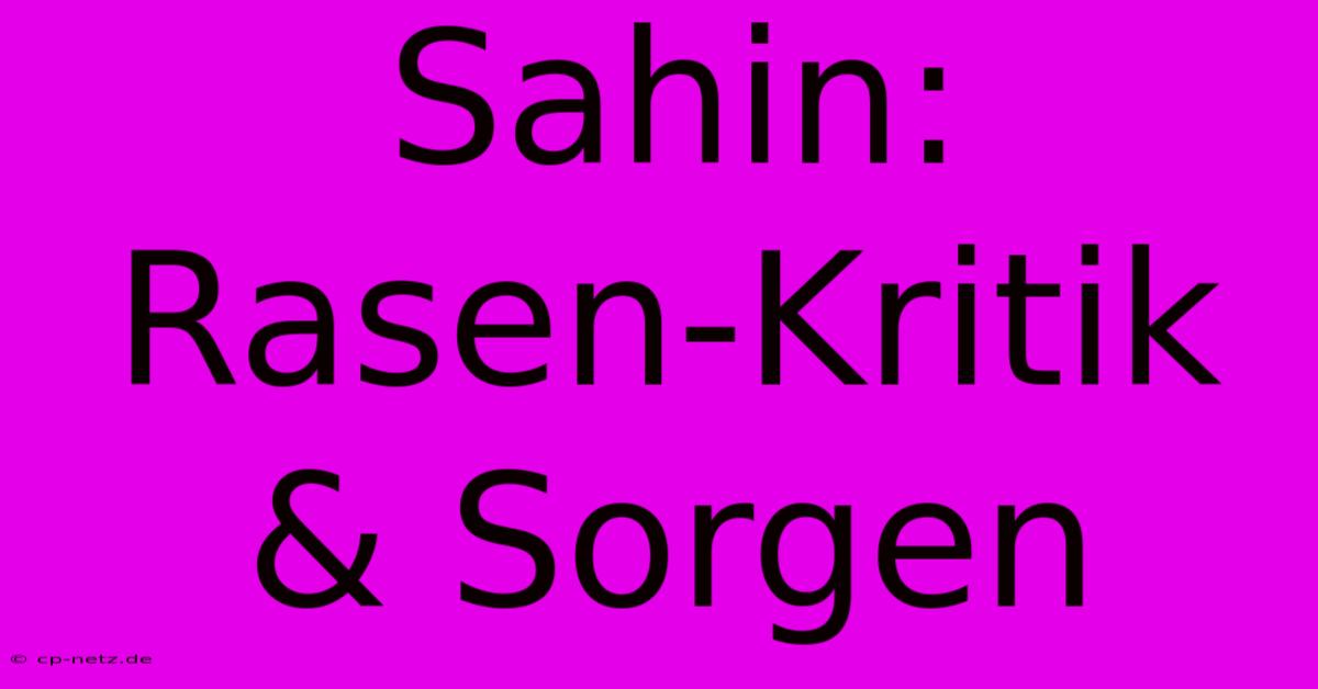 Sahin: Rasen-Kritik & Sorgen