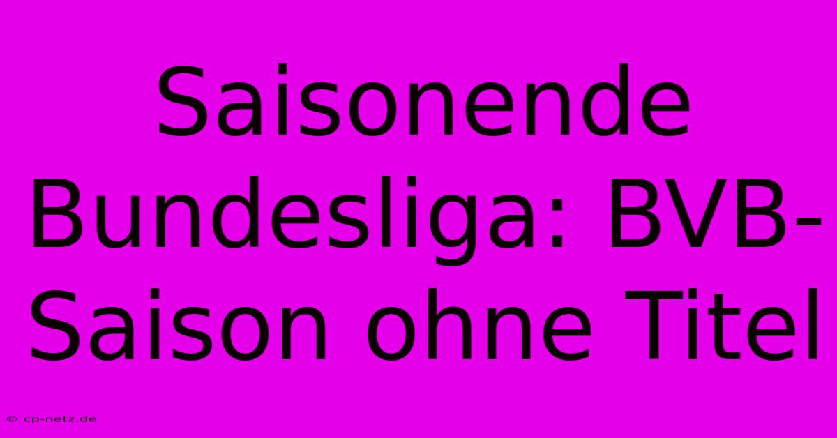 Saisonende Bundesliga: BVB-Saison Ohne Titel