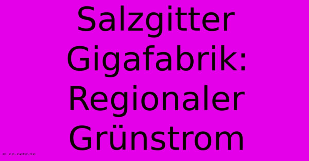 Salzgitter Gigafabrik: Regionaler Grünstrom