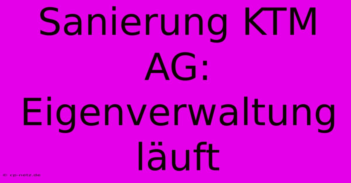 Sanierung KTM AG: Eigenverwaltung Läuft