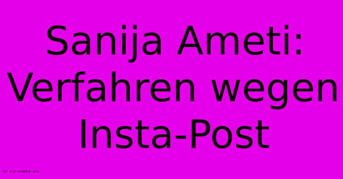 Sanija Ameti: Verfahren Wegen Insta-Post