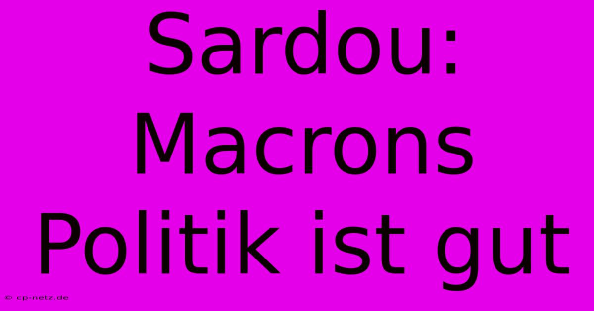 Sardou: Macrons Politik Ist Gut