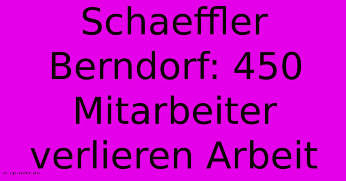 Schaeffler Berndorf: 450 Mitarbeiter Verlieren Arbeit