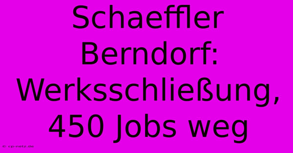 Schaeffler Berndorf: Werksschließung, 450 Jobs Weg