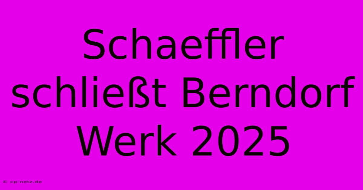 Schaeffler Schließt Berndorf Werk 2025