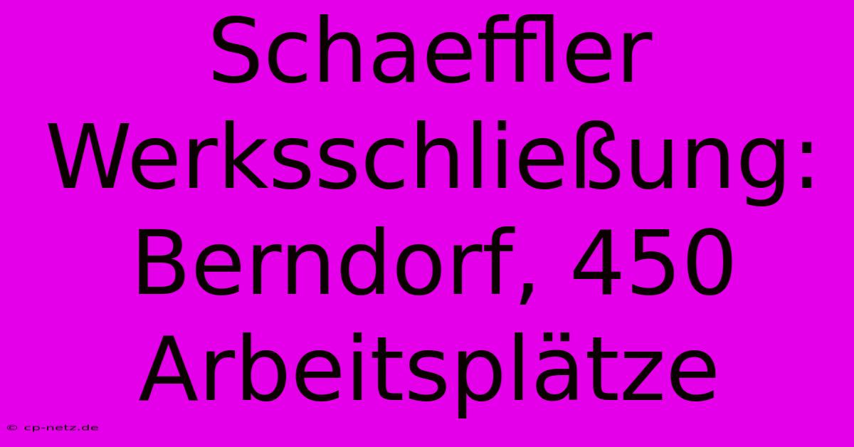 Schaeffler Werksschließung: Berndorf, 450 Arbeitsplätze