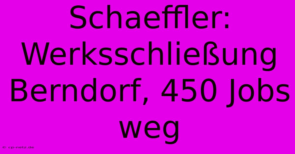 Schaeffler: Werksschließung Berndorf, 450 Jobs Weg