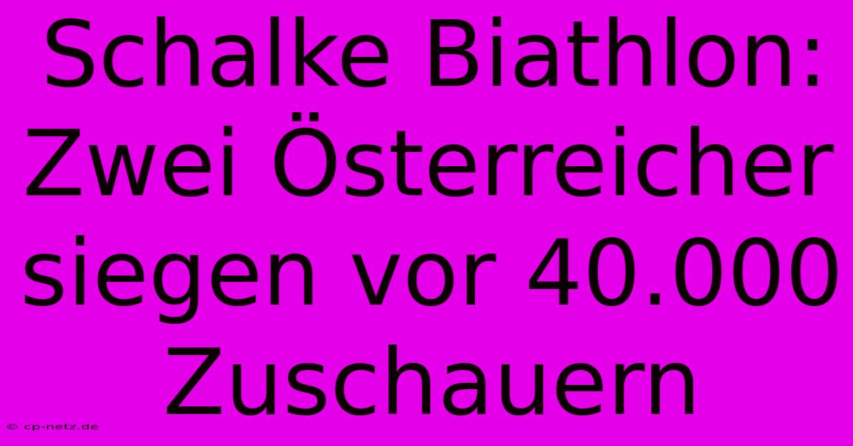 Schalke Biathlon: Zwei Österreicher Siegen Vor 40.000 Zuschauern