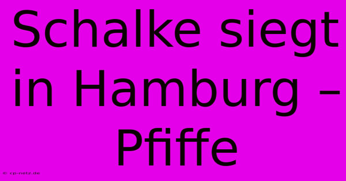 Schalke Siegt In Hamburg – Pfiffe