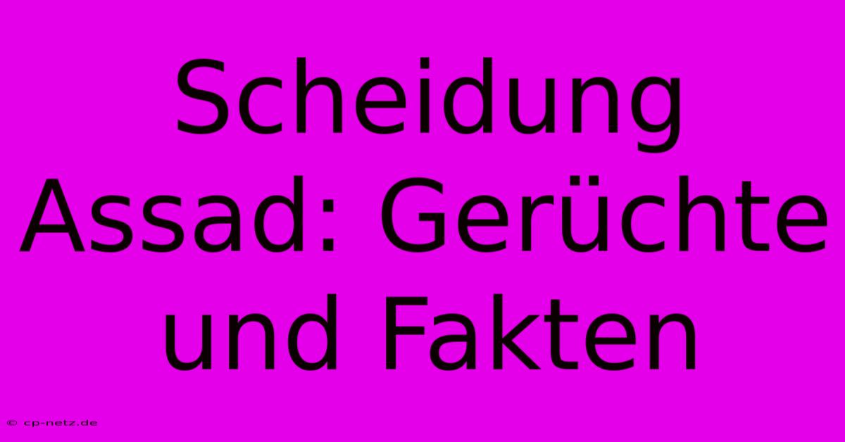 Scheidung Assad: Gerüchte Und Fakten