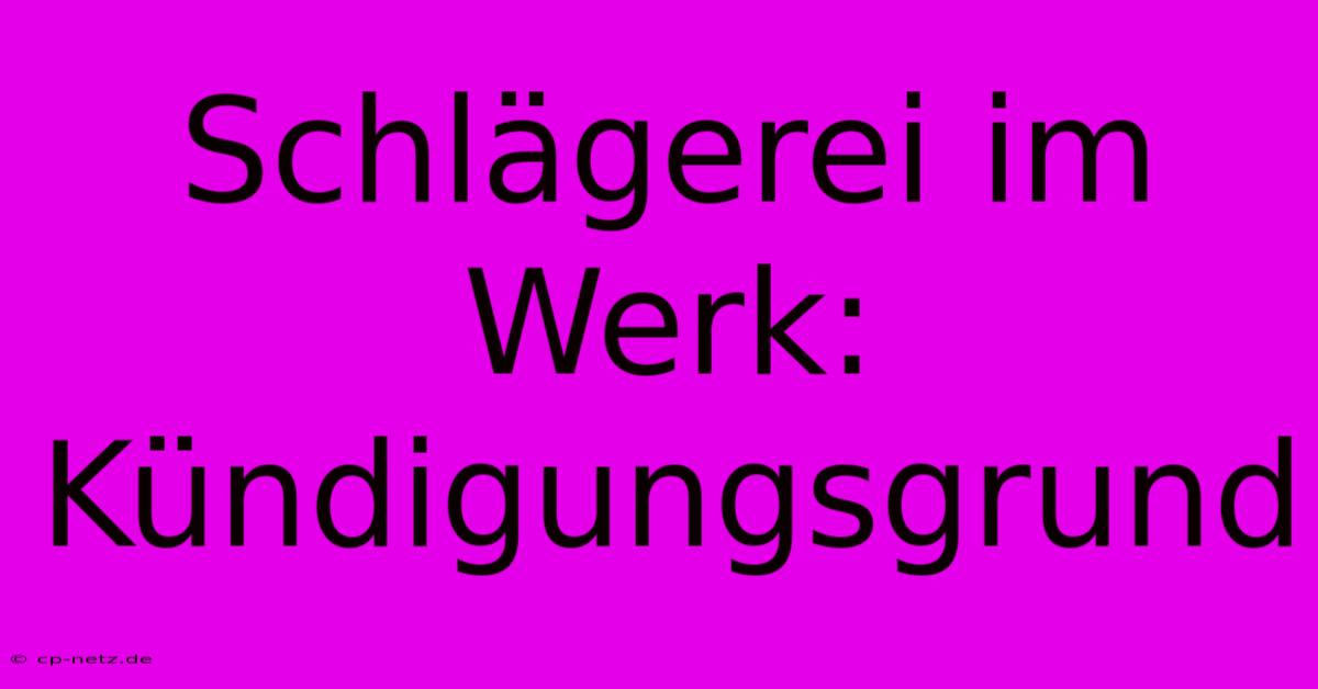 Schlägerei Im Werk: Kündigungsgrund