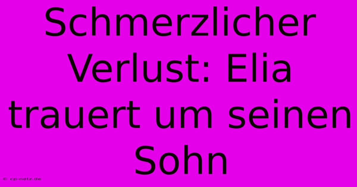 Schmerzlicher Verlust: Elia Trauert Um Seinen Sohn