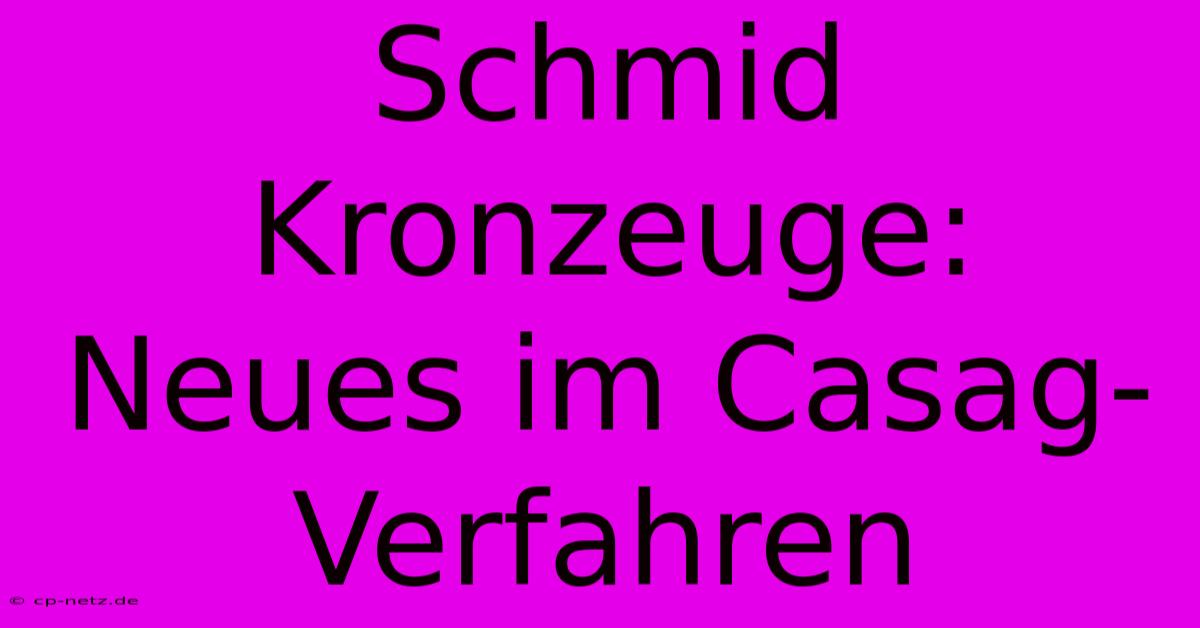 Schmid Kronzeuge: Neues Im Casag-Verfahren