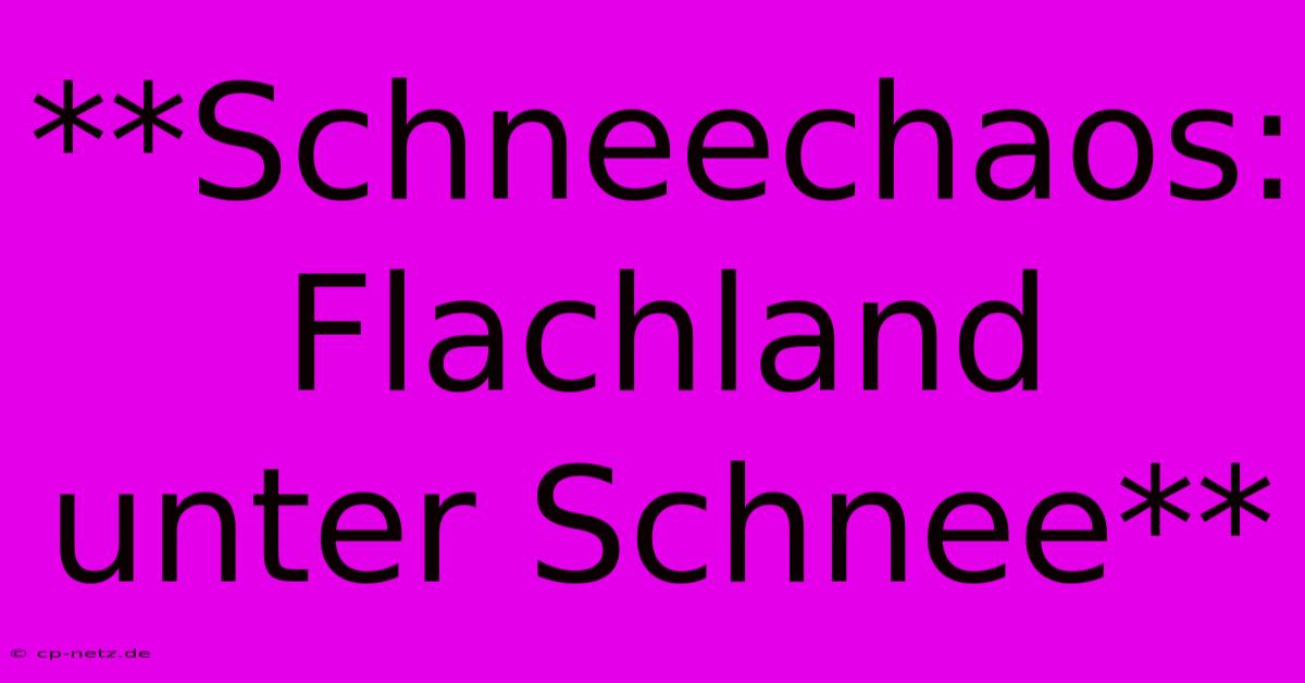 **Schneechaos: Flachland Unter Schnee**