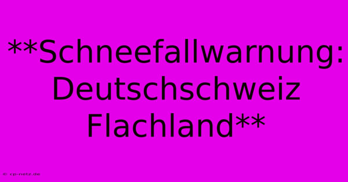 **Schneefallwarnung: Deutschschweiz Flachland**