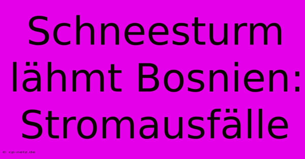 Schneesturm Lähmt Bosnien: Stromausfälle