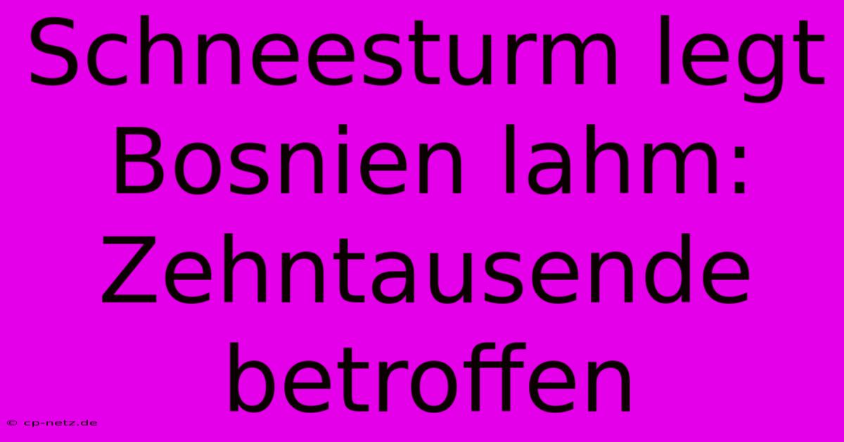 Schneesturm Legt Bosnien Lahm: Zehntausende Betroffen