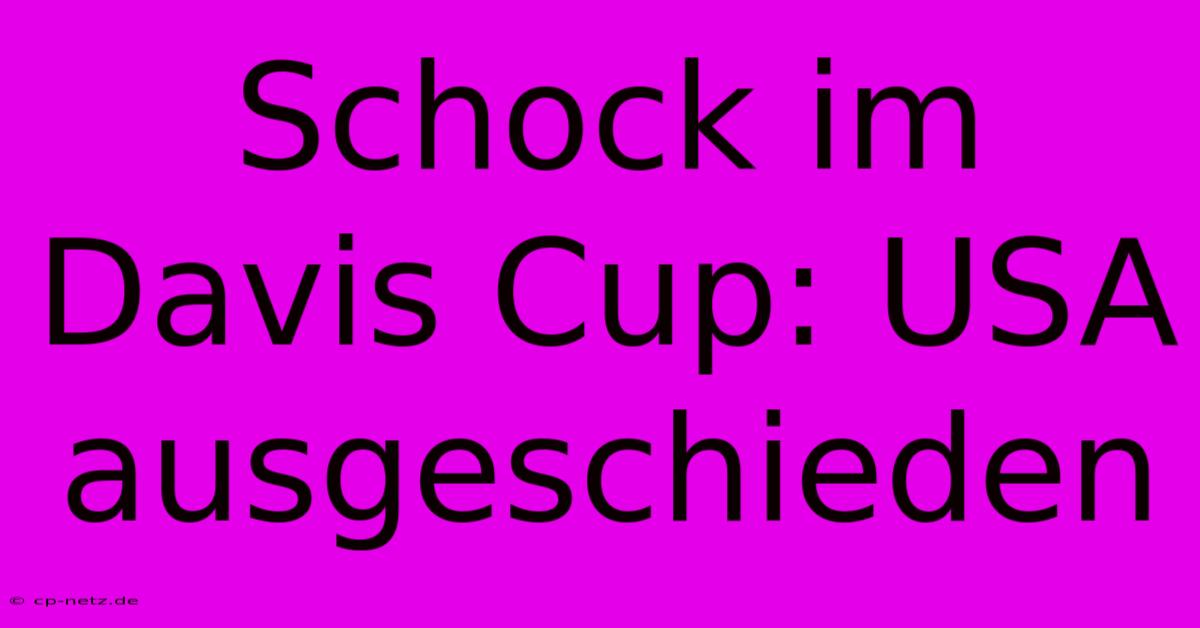 Schock Im Davis Cup: USA Ausgeschieden