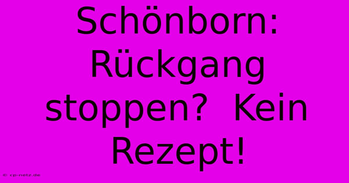 Schönborn: Rückgang Stoppen?  Kein Rezept!