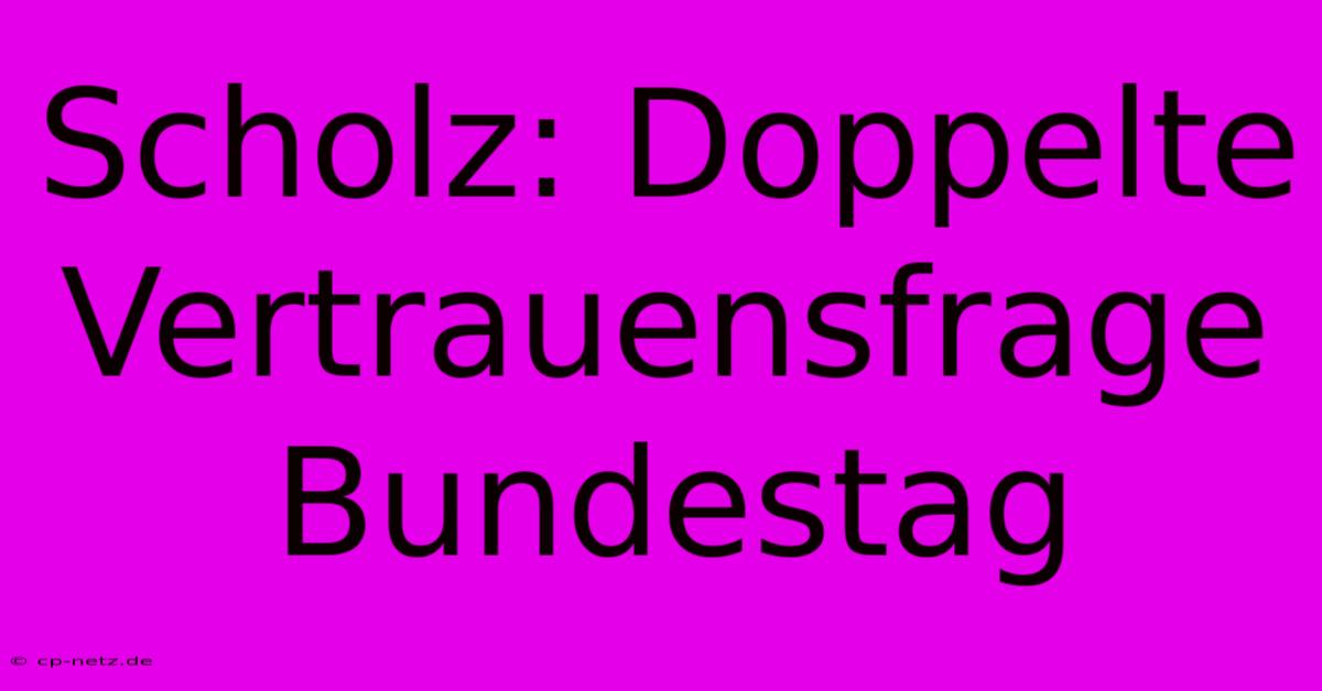 Scholz: Doppelte Vertrauensfrage Bundestag