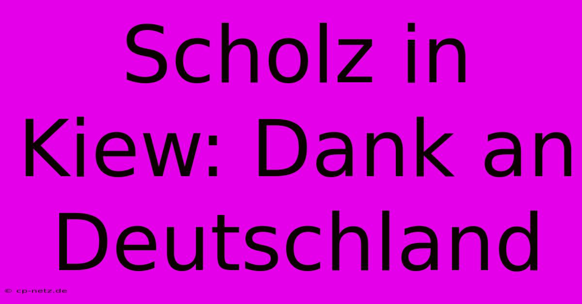 Scholz In Kiew: Dank An Deutschland