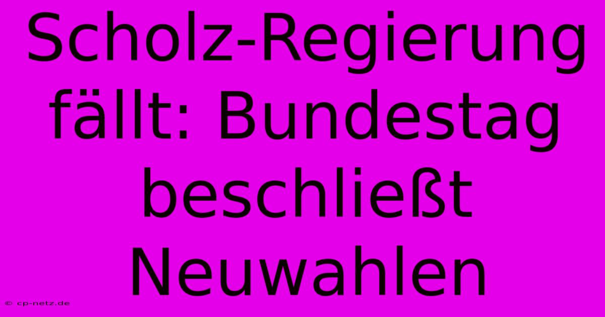 Scholz-Regierung Fällt: Bundestag Beschließt Neuwahlen