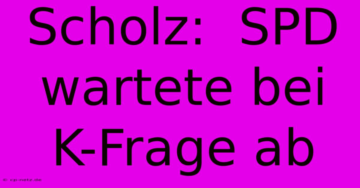 Scholz:  SPD Wartete Bei K-Frage Ab