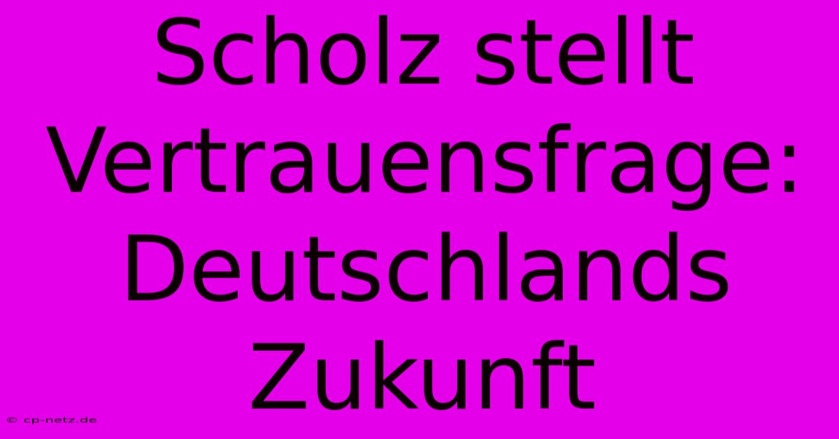 Scholz Stellt Vertrauensfrage: Deutschlands Zukunft