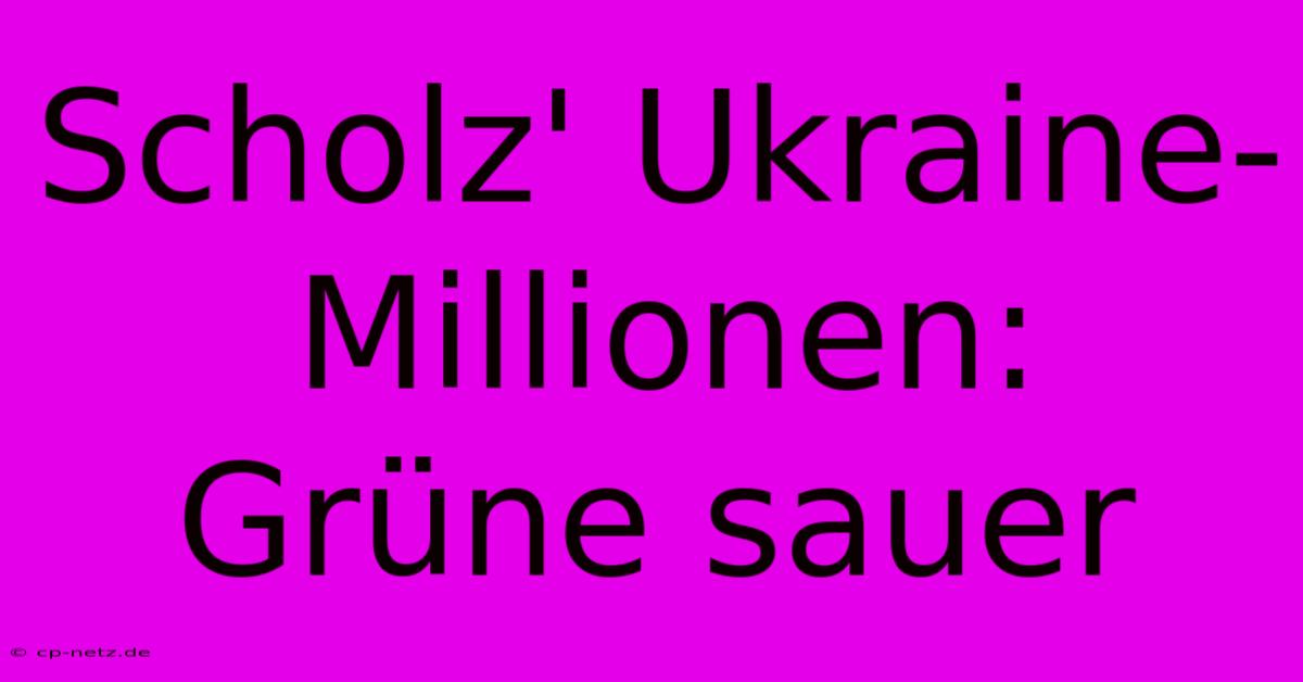 Scholz' Ukraine-Millionen: Grüne Sauer