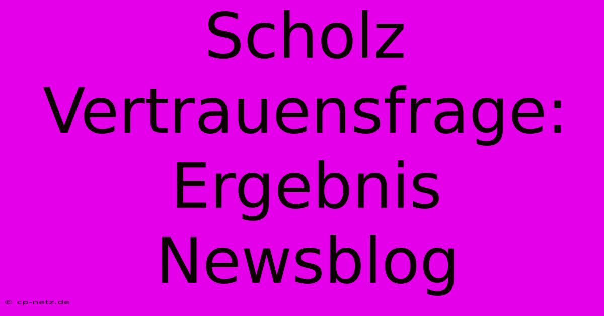 Scholz Vertrauensfrage: Ergebnis Newsblog