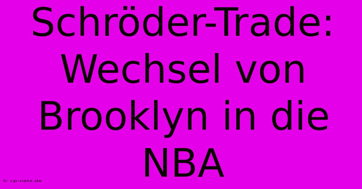 Schröder-Trade: Wechsel Von Brooklyn In Die NBA