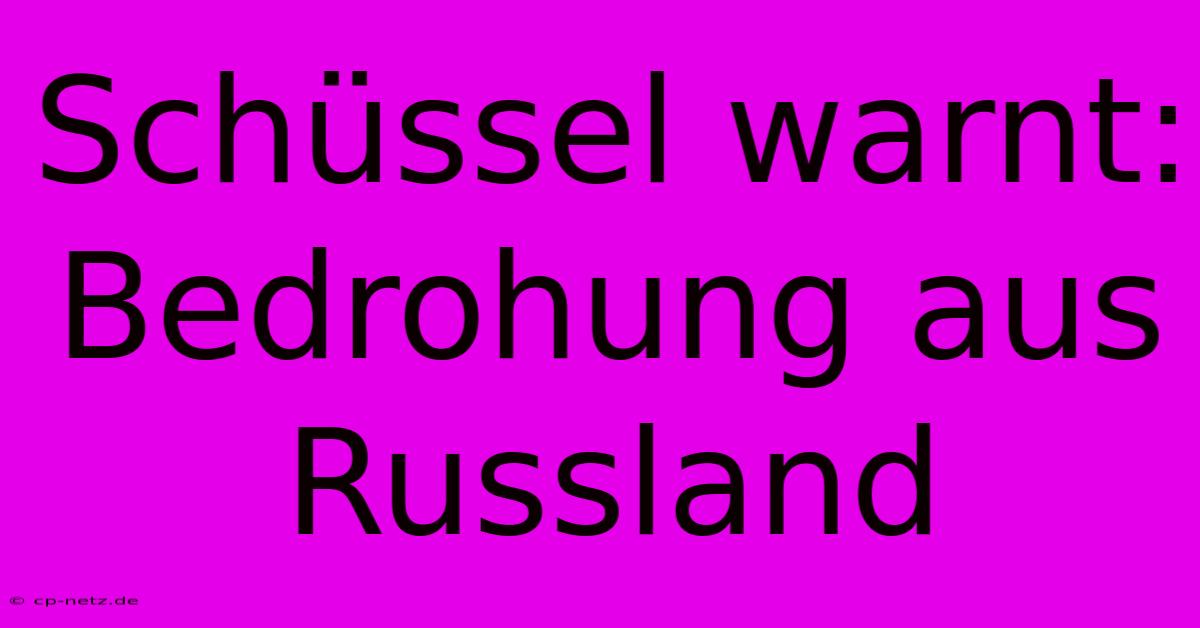 Schüssel Warnt: Bedrohung Aus Russland