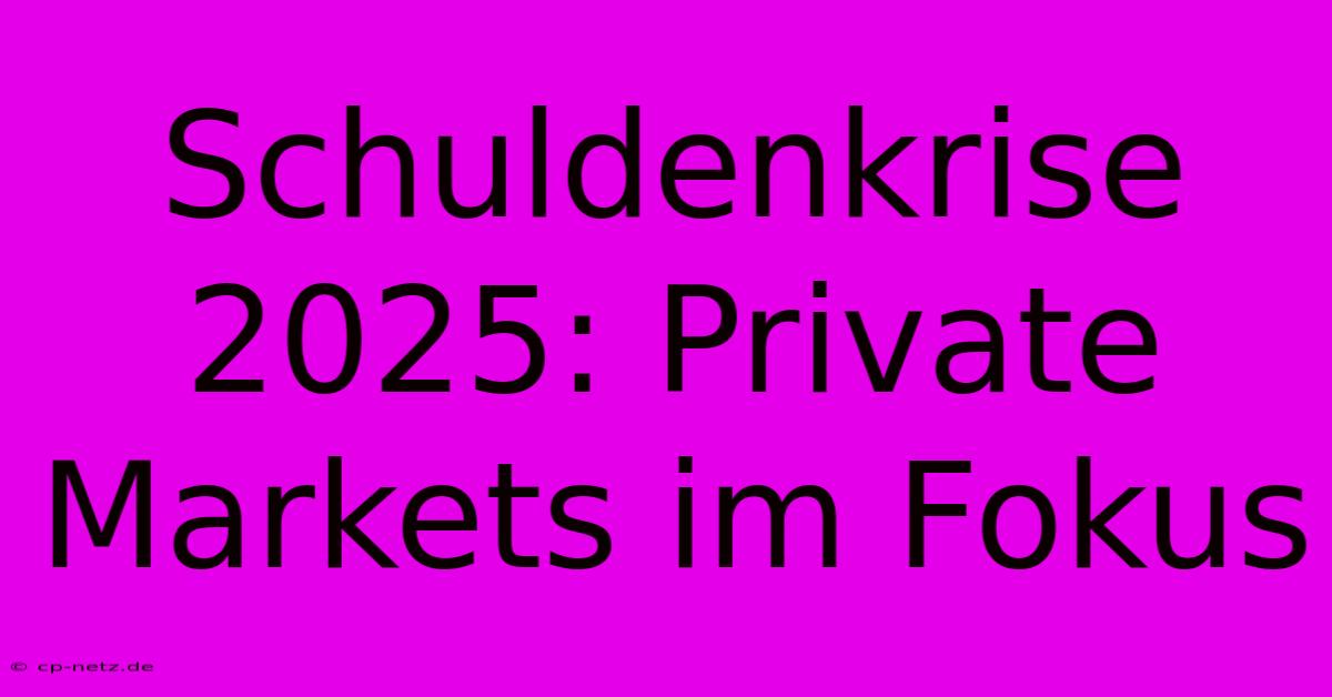 Schuldenkrise 2025: Private Markets Im Fokus