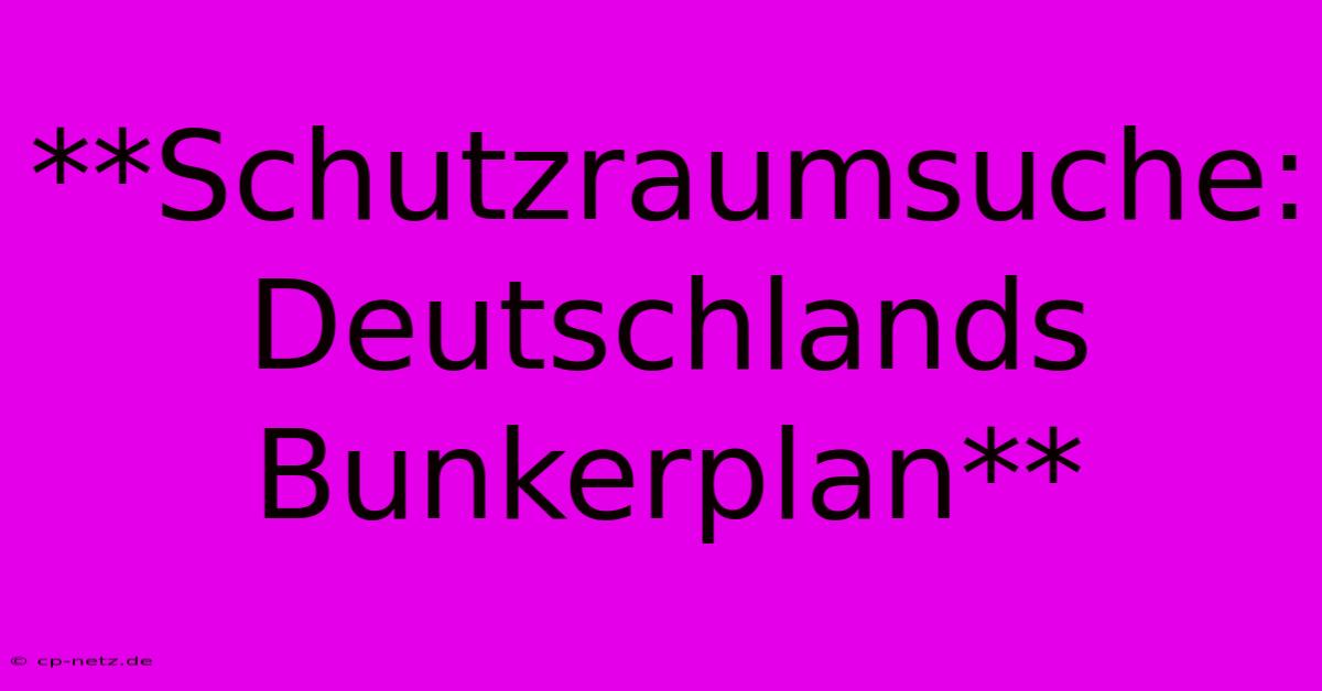 **Schutzraumsuche: Deutschlands Bunkerplan**