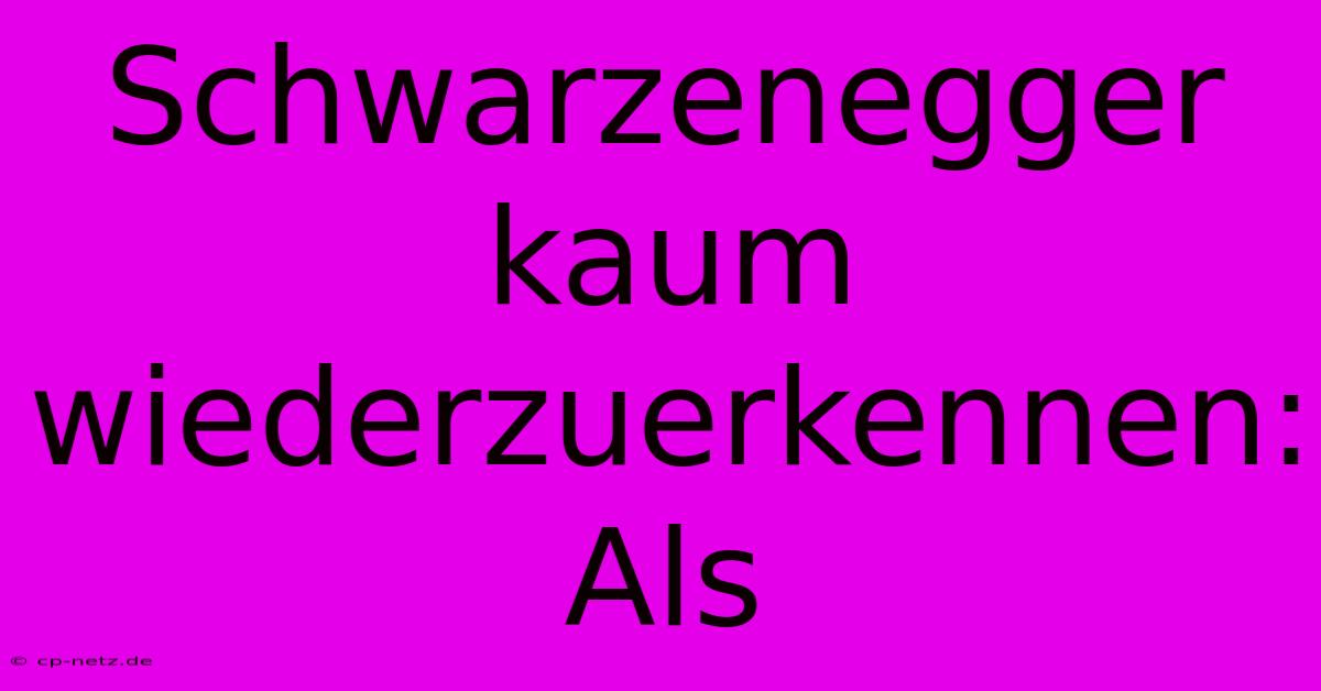 Schwarzenegger Kaum Wiederzuerkennen: Als