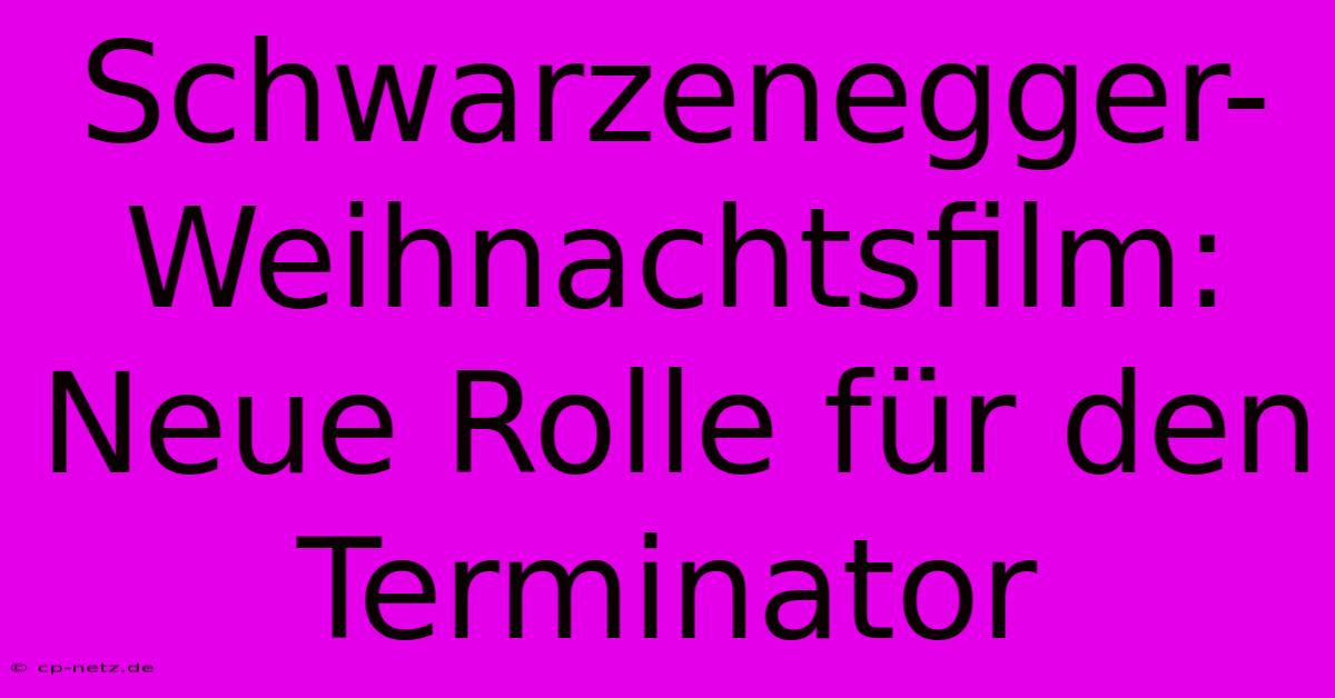 Schwarzenegger-Weihnachtsfilm: Neue Rolle Für Den Terminator